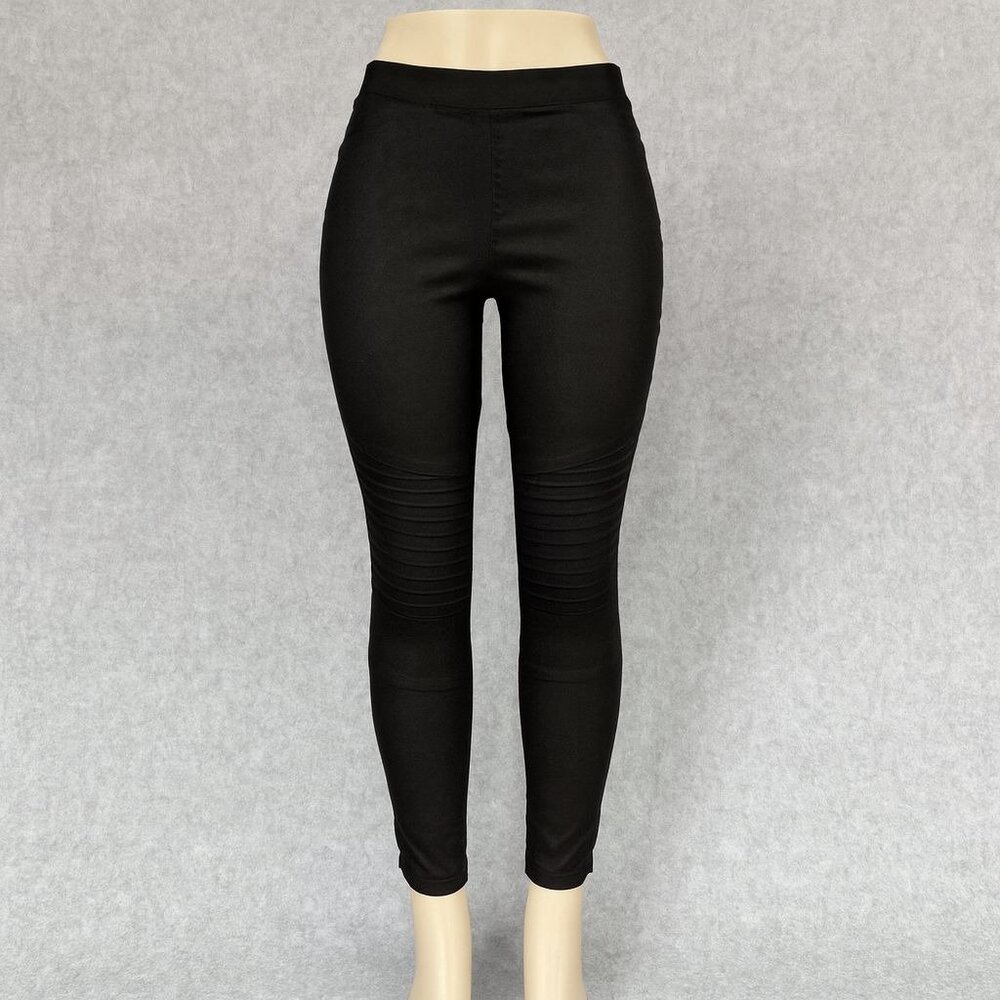 Oober Swank Womens Leggings Black Size Medium Ribbed Moto Excellent High Quality
